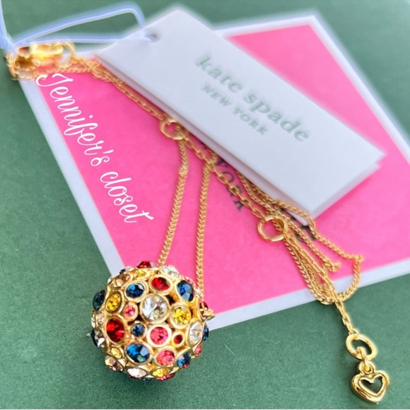 NWT ♠️ Kate Spade Crystal Sphere Pendant Necklace - Picture 2 of 7